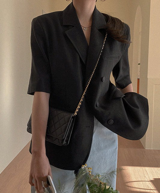 Bandis Linen Jacket-Black [100% Linen/Crumpled/High Quality]