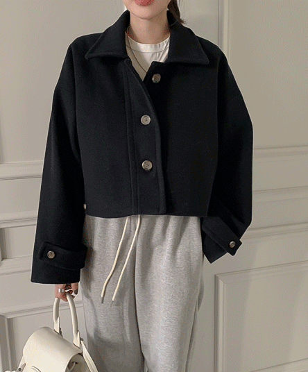 [2 oz Quilted] Formal wool cropped coat (2 colors)
