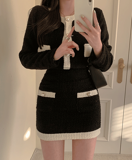 [Guest Look Recommendation] Melting tweed jacket + skirt set (2 colors)
