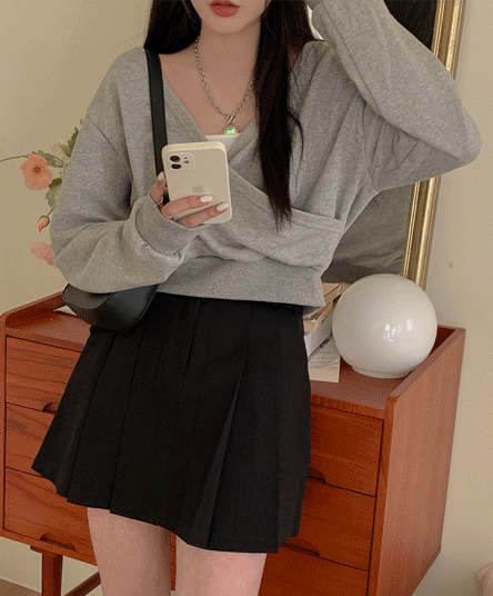 [Strongly recommended] Yoku Crop Wrap Sweatshirt (3 colors)
