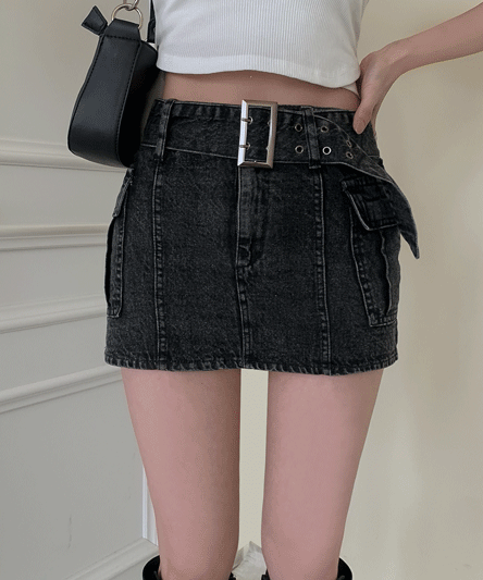 [SET] Kitchie Cargo Denim Mini Low Skirt sk