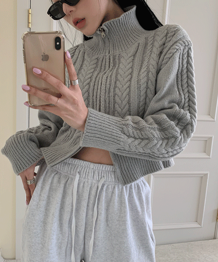 [Fit Guaranteed] Martu Wei and Cropped Knit Zip-Up
