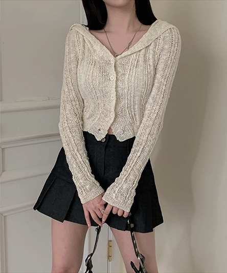 [Model recommendation] Sailor Buckle Cropped Cardigan - 3 colors