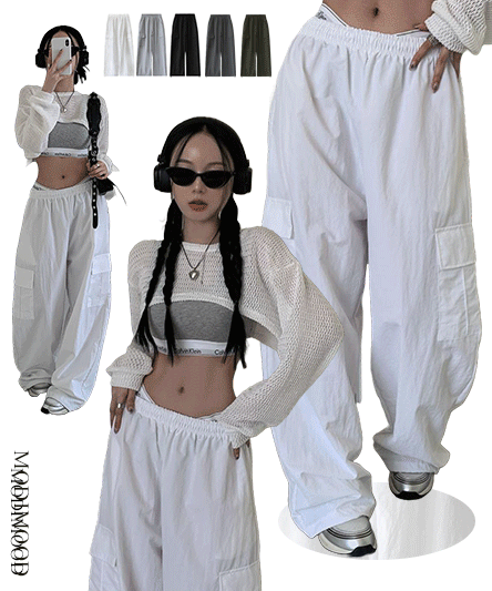 [Unisex/2 size] Napping added 🖤 Cargo nylon two-way wide pants - 3 colors