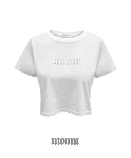 [MOMU MADE🖤] フィット保障 momu レタリング クロップ 半袖 Tシャツ