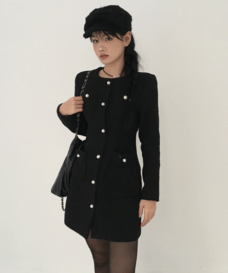 [Recommendation for Guest Look 🖤] 20% woolen print tweed dress - 2 colors