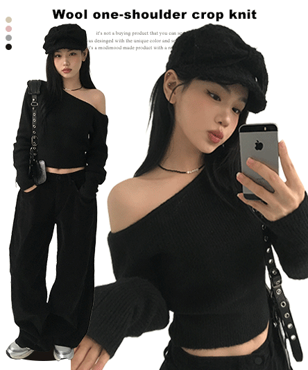 [Model recommendation/fit guarantee🖤] Humming wool one off crop knitwear - 4 colors