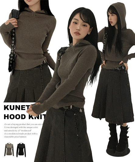 [Model recommendation/Silhouette fit🤎] Hooded V-neck open knitwear - 2 colors
