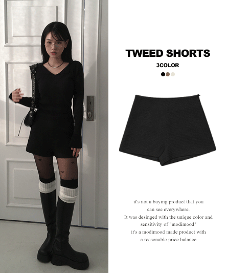 [Minimal/Recommended styling🖤] Mini tweed shorts pt - 3 colors