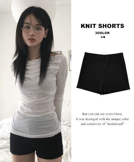 Knitwear ribbed short pants - 3 colors