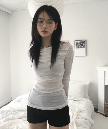 [Slim Fit 🖤] Long Shirring T-shirt - 3 colors