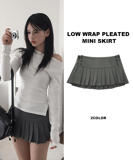 [Enthusiastic inquiry] Wrap Mini Low Pleated Skirt - 2 colors