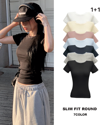 1+1 Discount Planning [Fancy Basic T-shirt🖤] Slim Fit Short Sleeve Round T-Shirt - 7 colors