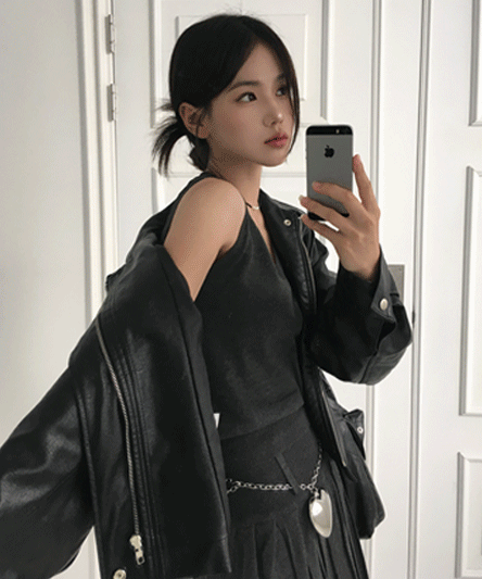 [Semi-overfit/Recommended🖤] Detailed leather jacket - 2 colors